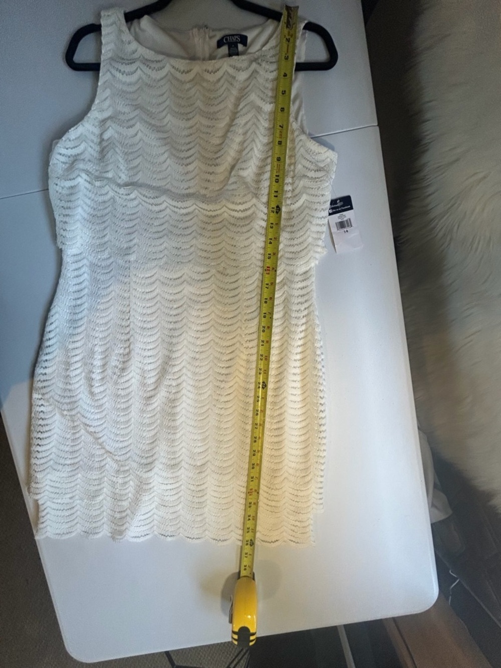 Chaps White Lace Sheath Dress Sleeveless Knee Length Women Size 14 New NWT - Picture 12 of 12